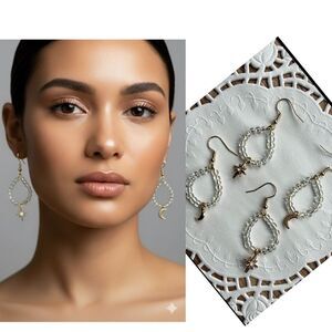 Celestial Elements Moon & Star Dangle Earrings set of 4 Pieces